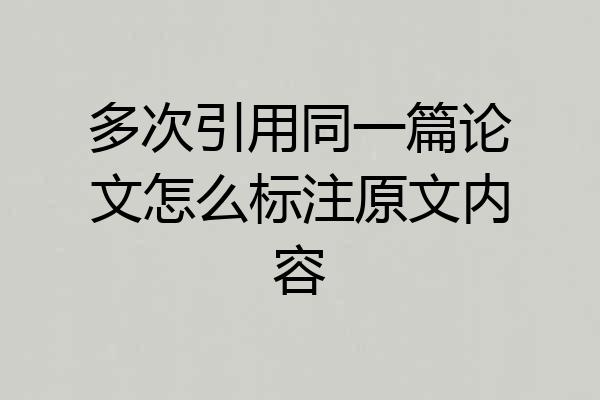 多次引用同一篇论文怎么标注原文内容