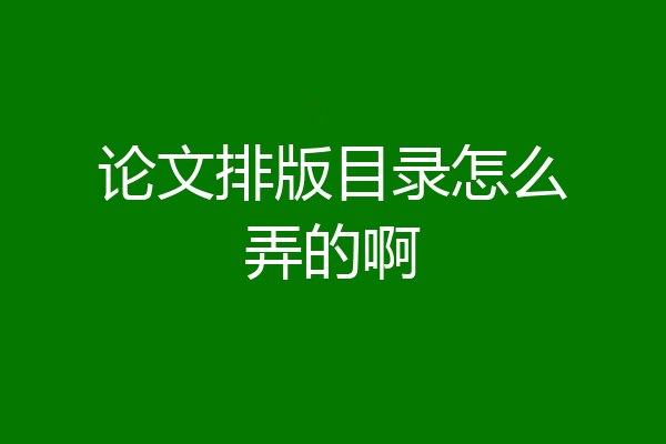 论文排版目录怎么弄的啊
