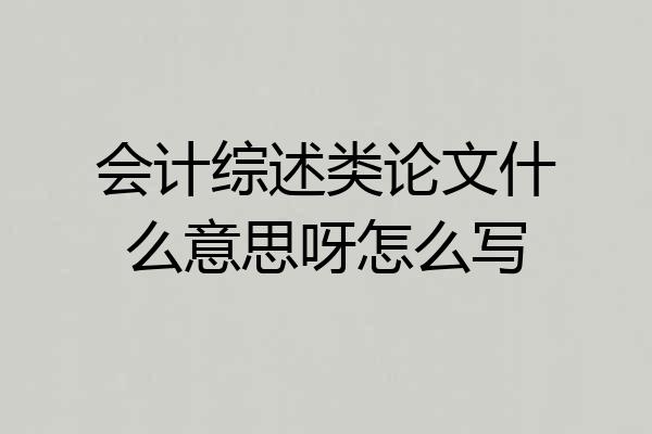 会计综述类论文什么意思呀怎么写