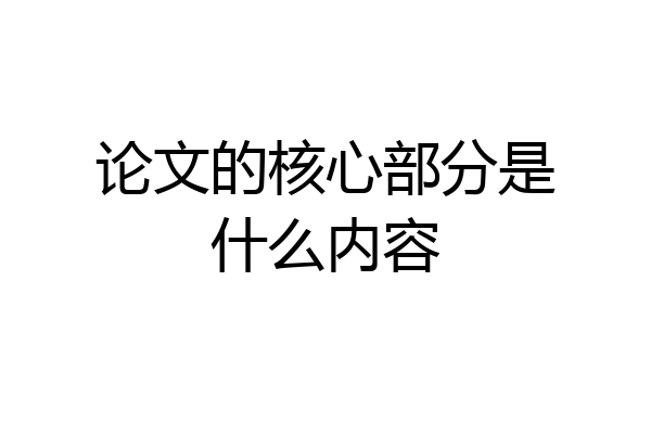 论文的核心部分是什么内容