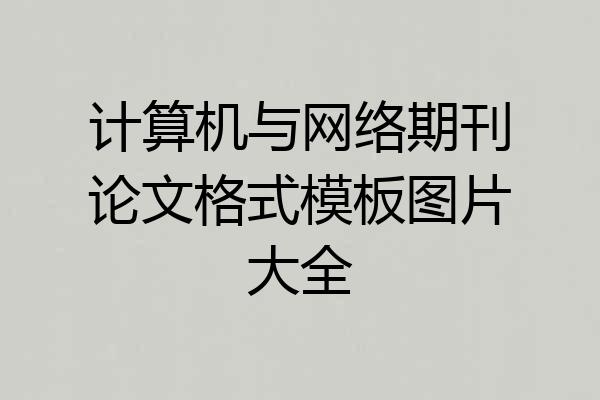 计算机与网络期刊论文格式模板图片大全