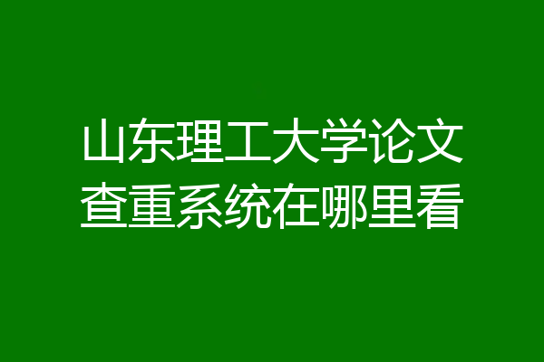山东理工大学论文查重系统在哪里看