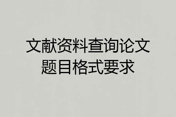 文献资料查询论文题目格式要求