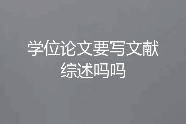 学位论文要写文献综述吗吗