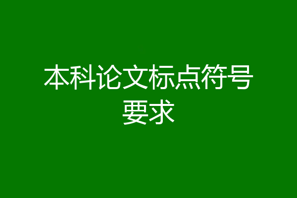 本科论文标点符号要求