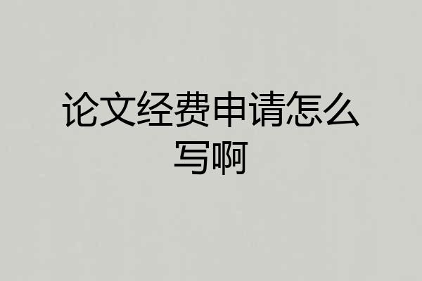论文经费申请怎么写啊