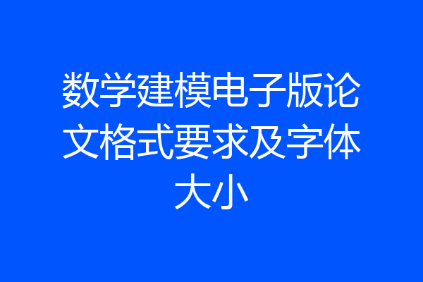 数学建模电子版论文格式要求及字体大小