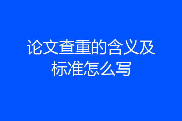 论文查重的含义及标准怎么写