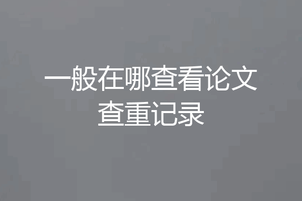 一般在哪查看论文查重记录