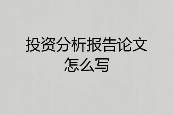 投资分析报告论文怎么写