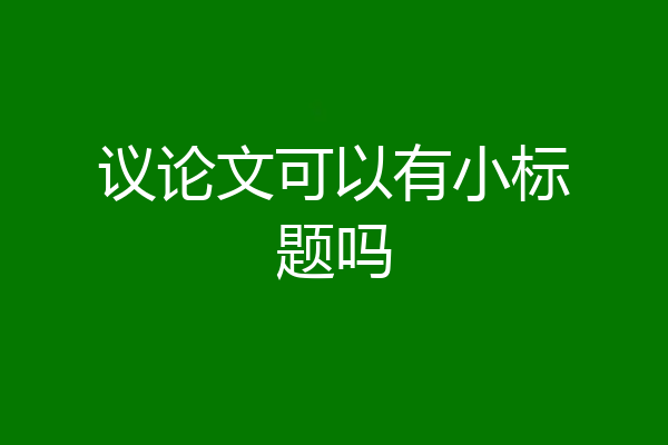 议论文可以有小标题吗