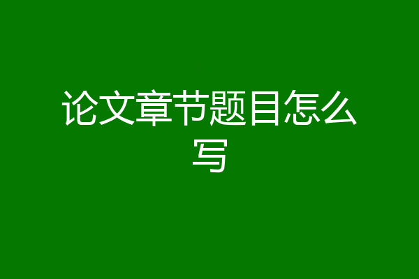 论文章节题目怎么写
