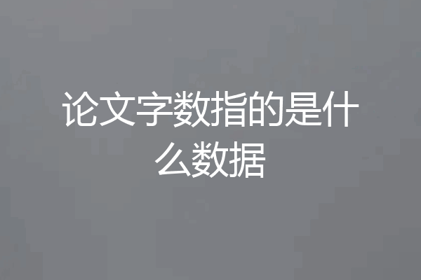 论文字数指的是什么数据