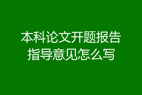 本科论文开题报告指导意见怎么写