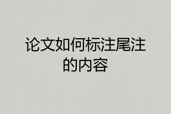 论文如何标注尾注的内容
