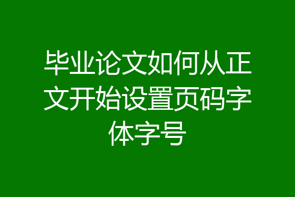 毕业论文如何从正文开始设置页码字体字号