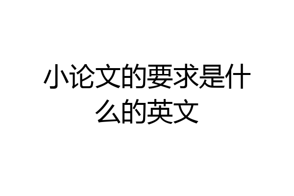 小论文的要求是什么的英文