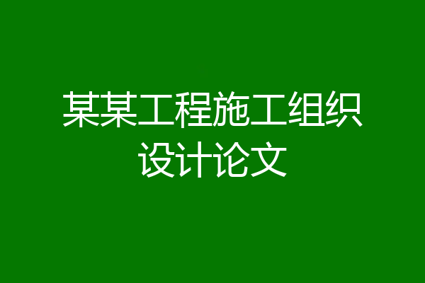 某某工程施工组织设计论文