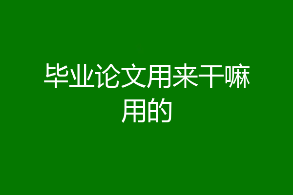毕业论文用来干嘛用的