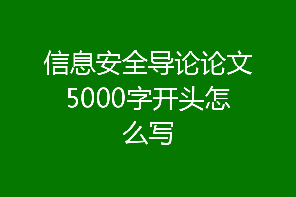信息安全导论论文5000字开头怎么写