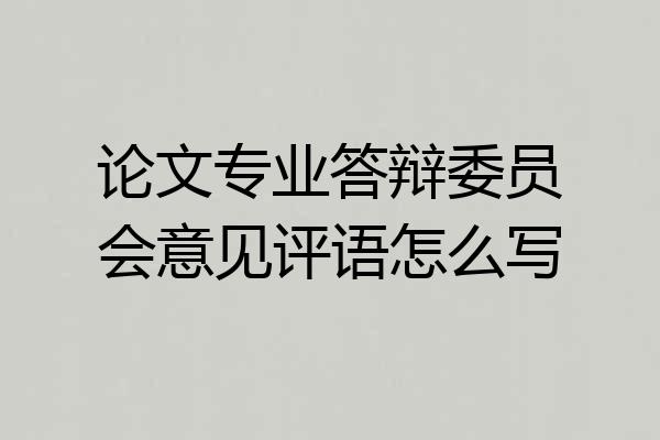论文专业答辩委员会意见评语怎么写