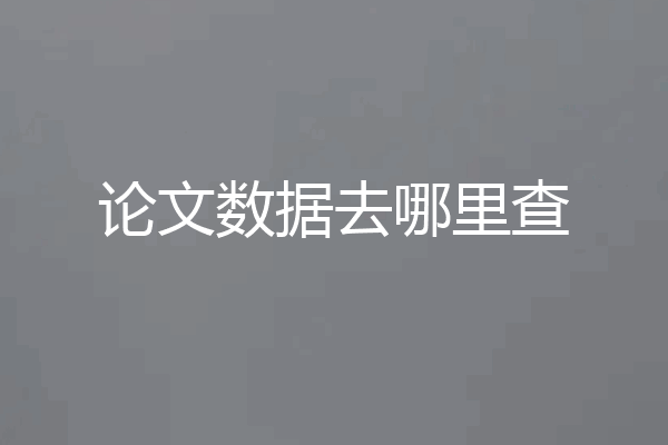 论文数据去哪里查