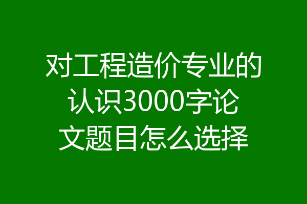 对工程造价专业的认识3000字论文题目怎么选择