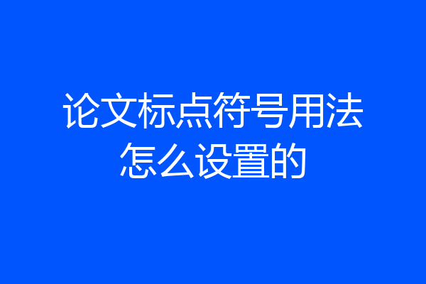 论文标点符号用法怎么设置的