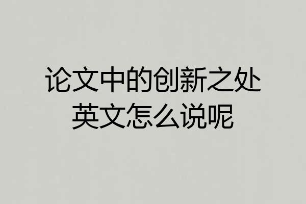 论文中的创新之处英文怎么说呢