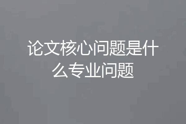 论文核心问题是什么专业问题