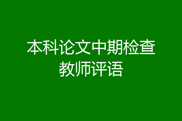 本科论文中期检查教师评语