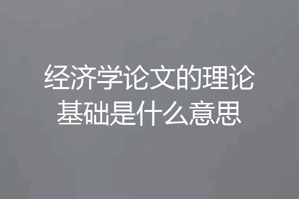 经济学论文的理论基础是什么意思