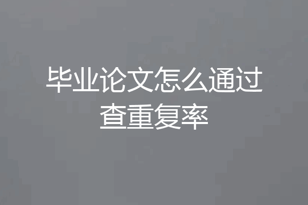 毕业论文怎么通过查重复率