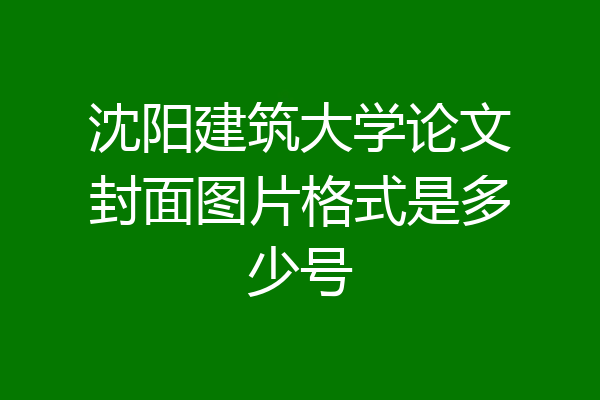 沈阳建筑大学论文封面图片格式是多少号