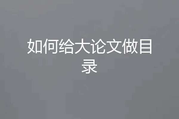 如何给大论文做目录