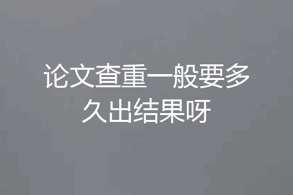 论文查重一般要多久出结果呀