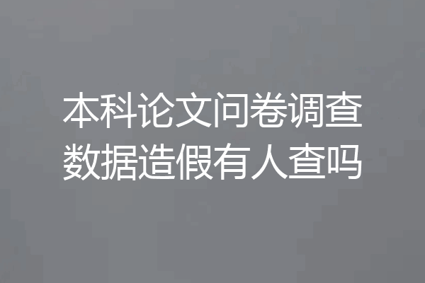 本科论文问卷调查数据造假有人查吗