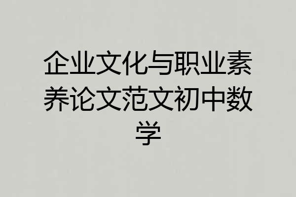 企业文化与职业素养论文范文初中数学