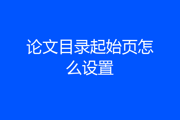 论文目录起始页怎么设置