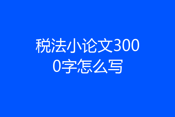 税法小论文3000字怎么写