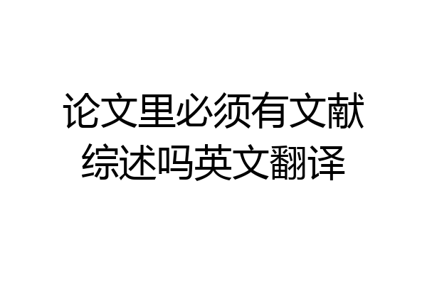 论文里必须有文献综述吗英文翻译