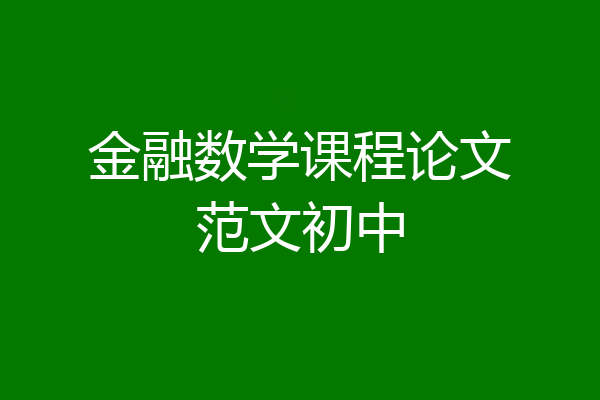 金融数学课程论文范文初中