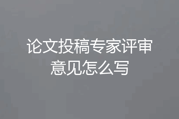 论文投稿专家评审意见怎么写