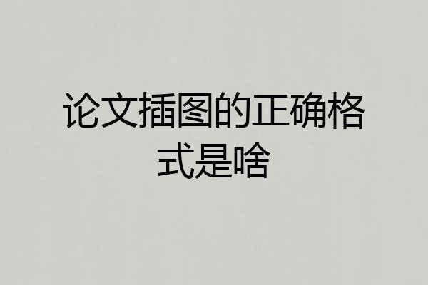 论文插图的正确格式是啥