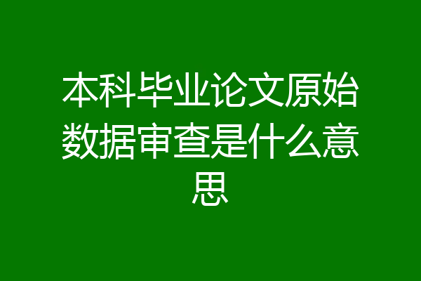 本科毕业论文原始数据审查是什么意思
