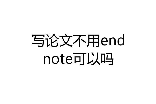 写论文不用endnote可以吗
