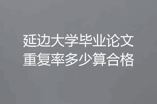 延边大学毕业论文重复率多少算合格