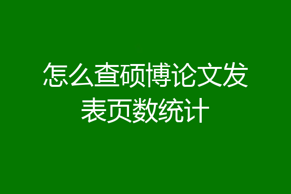 怎么查硕博论文发表页数统计