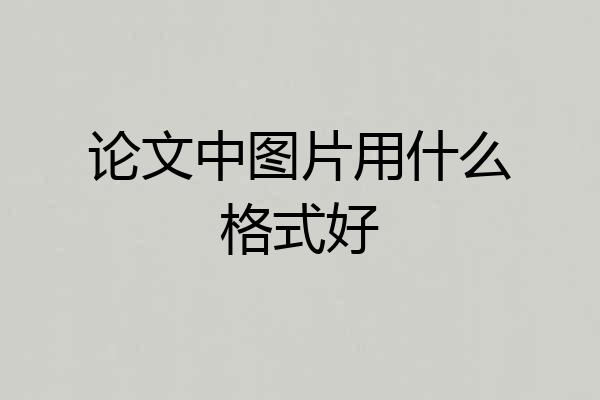 论文中图片用什么格式好