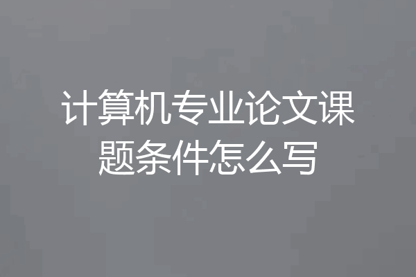 计算机专业论文课题条件怎么写